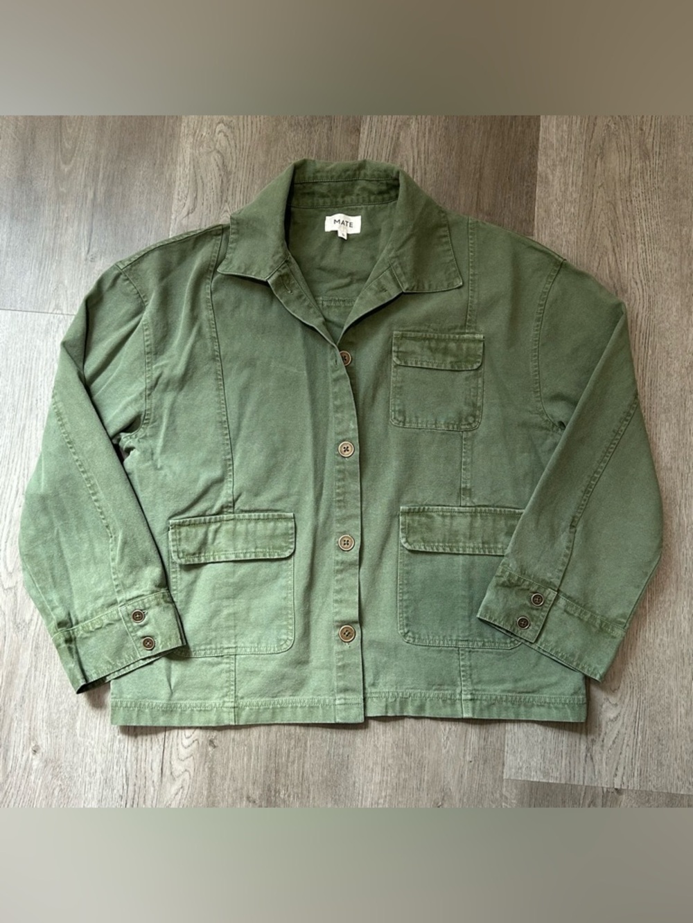 NWOT mate the label green chore jacket canvas organic size small women’s green